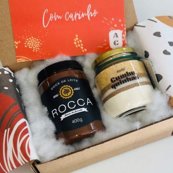 Kit São João: doce de leite rocca + mini cookie no pote paçoca